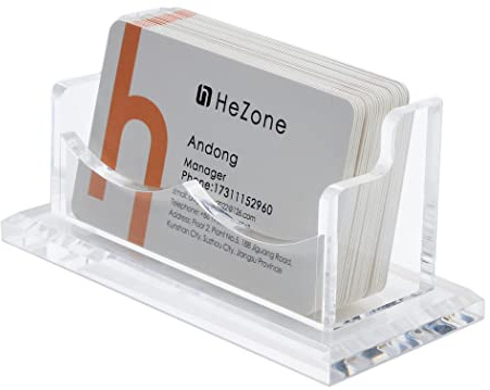 Business Card Holder for Desk Display, Clear Acrylic Cards Organizer Stand for Men and Women, Business Cards Case Rack 1 Pack, Holds 50 Cards-1 Slot