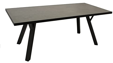 DEGAMO Gartentisch MANCIANO 90x180cm, Gestell Aluminium dunkelgrau, Tischplatte Glas in Keramikoptik dunkelgrau, wetterfest
