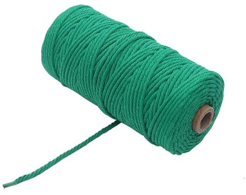 chlzekai Buntes Baumwollseil, 50 m / 100 m Schnur, Makramee-Schnur, Faden, DIY-Handwerk, geflochtene, gedrehte Baumwollschnur für Party-Hochzeitsdekoration, Smaragdgrün, 4 mm, 50 m