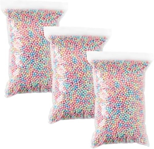 Bolas Espuma poliestireno,Bolas de Espuma Relleno,TMRBBesty Bolas de Espuma,Caja de Regalo Relleno de Globos Macaron Bolas de Espuma de Colores Bolas de Espuma 3 Paquetes 30 g (4-6 mm)