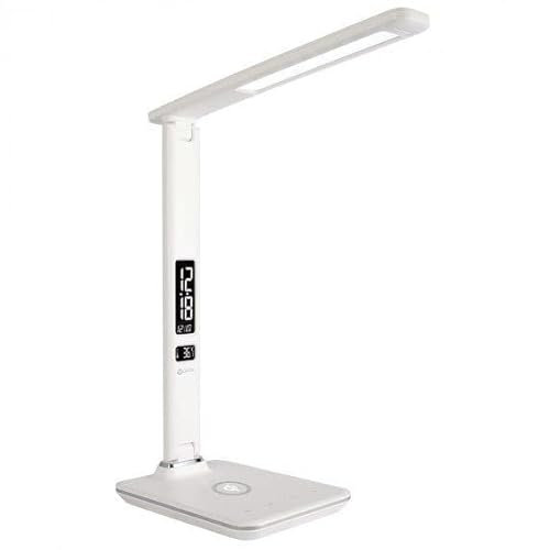 VOLTACON LED Desk Lamp USB & Wireless Charger QI 10Watt Dimmable Warm, Natural, Cool White, Bendable, White and Black (Black)