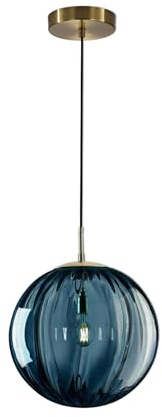 KCO Moderne Moderne Pendelleuchte Esstisch Glaskugel – Farbglas-Serie in Blau,Hängeleuchte Ø 25 cm – Höhenverstellbar mit E27-Fassung