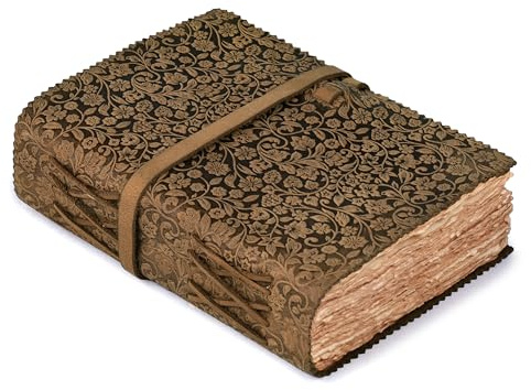 LEATHER VILLAGE Ledergebundenes Tagebuch mit Blumenprägung für Damen und Herren, 200 Seiten, 15,2 x 10,2 cm (A6), Braun – Buch der Schatten, Vintage-Papier, Reisetagebuch, Notizbuch zum Schreiben,