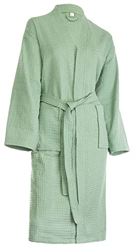 Brandsseller Bademantel Damen & Herren Baumwolle Unisex Leichter Morgenmantel Waffel-Pique