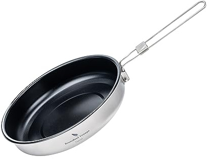 Boundless Voyage 18.8cm/1L Camping Pfanne für Gaskocher Titan Bratpfanne Ultraleichtes Camp Kochgeschirr Grillpfanne zum Kochen Ei Steak Ti2069C