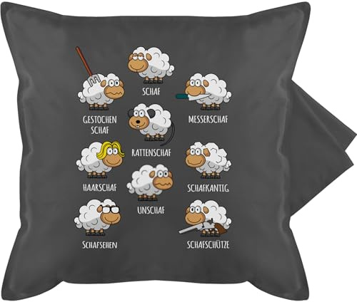 Shirtracer Kissenbezug - Kissen - Schafe Schäfchen Schäfer Schaf Sheep Schafbauer Lustig Witzig - 50 x 50 cm - Grau - mit Motiv schafen schafmotiv unschaf kuschelkissen groß Kissen+Schaf gestochen