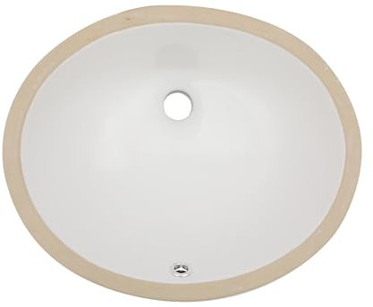 Fulorni - Fregadero de baño ovalado de 18 x 15 pulgadas, ovalado, porcelana blanca, cerámica, debajo del mostrador, lavabo con desbordamiento