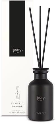ipuro - Classic Raumduft Noir - 75ml | orientalischer Raumerfrischer mit Rose, Patschuli, Sandelholz, Eukalyptus & Kokosnuss Duft | Diffuser mit Stäbchen | Lufterfrischer für die Wohnung