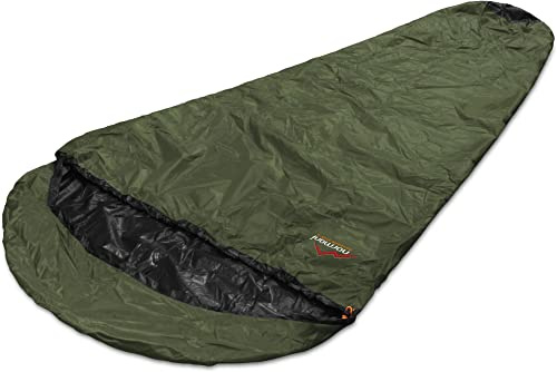normani Schlafsacküberzug Biwaksack - 100% Wind- und wasserdicht, Atmungsaktivität: 3000 MVP (230 cm x 90 cm) Farbe Oliv Größe 230 x 90 x 60 cm - RV Rechts