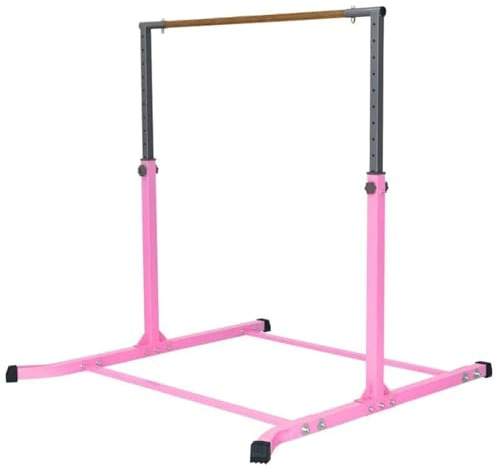Cannons UK Gymnastics Bar - Junior Training Bar, Adjustable Height 95-146.5cm, Stainless Steel, Powder Coated, Fibreglass Rail, Pink