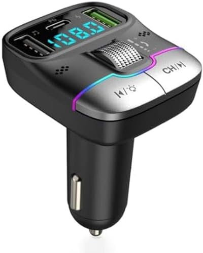 PEBBLE HUG Bluetooth Adapter for Car, Enables Hands-Free Calling, Crystal-Clear Sound, Compact and Portable Design, Dual USB Ports, MP3 Music Player, Colourful Lights