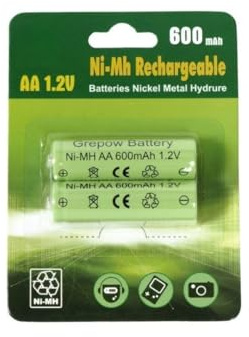 Pila Recargable AA NI-MH 900mAh 1.2V, Pack de 2 Unidades, Ideal para Dispositivos electrónicos y Juguetes.