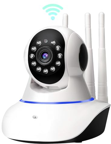 LuLuanping V380 Wi-Fi Camera, Surveillance Camera, Night Vision, Real Time Notifications, Human Detection, Intelligent Tracking, Two-Way Audio, 2.4 GHz (White)