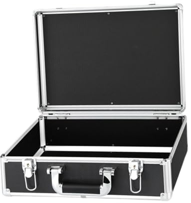 Milageto Custodia in lega di alluminio Custodia rigida Valigetta portadocumenti con maniglia Organizer Custodia portautensili portatile per attrezzatura, L