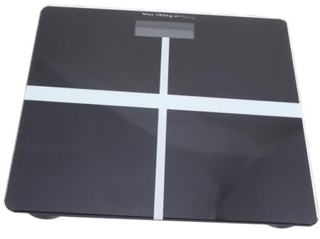 KOMBIUDA Elektronische Waage mit Lcd-display Körperfettwaage für Badezimmer Hochpräzise Sensoren Gewichtsmessung in Kilogramm Robuste Gehärtete Glasplattform für Zuhause Schwarz