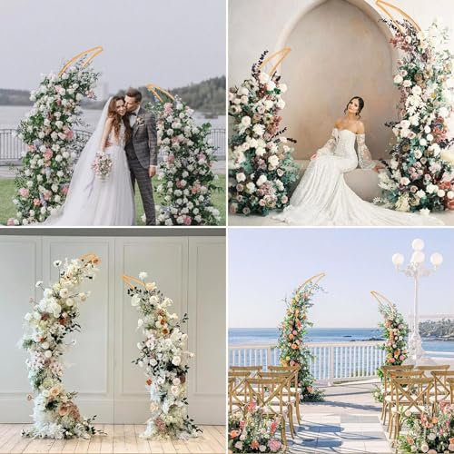 Elegante supporto per arco nuziale a mezza luna, per decorazioni per feste, 1,5 m, cornice curva a forma di palloncino con fiori, ideale per matrimoni, compleanni, fondali fotografici
