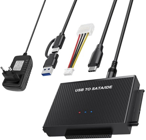 LUIRSAY Adattatore SATA to USB, Adattatore Sata USB 3.2, Adattatore da IDE/Sata a USB per HDD SATA da 2,5'' e 3,5'' e HDD IDE, Support 6TB, Incluso 12V 2 Adattatori, Cavo USB e Cavo Sata di Alime