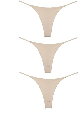 KUKUMOOD Cotton Thongs for Women Sexy Seamless Woman G String Panties Bikini Underwear Nude/Nude/Nude 3 Pack(M)