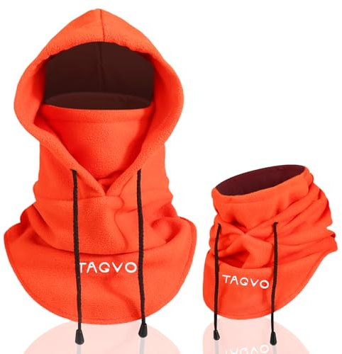 TAGVO Winter Thermal Fleece Balaclavas, Soft & Warm Adjustable Hood Hat Skiing Face Cover Face Mask Neck Warmer Snood Neck Gaiter for Running Skiing Cycling Motorbikes Hiking- Men & Women
