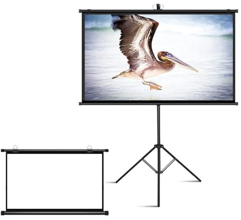 Vidéoprojecteur Suspendu Écran 4:3/16:9, Écran De Projection Avec Support Trépied, Écran De Projection Déroulable, 4K HD Toile De Projection Sur Trépied Hauteur Réglable Écran pour Projecteur(16:9 72i