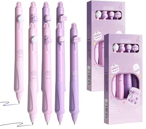 Electri-HQ 8 pcs Radierbarer Kugelschreiber Tintenroller Radierbar,5 süße Stile zur Auswahl， Blau/Schwarz Radierbare Stifte Kugelschreiber Radierbar, 0.5MM Radierbarer Gelschreiber (Nachmittagstee)