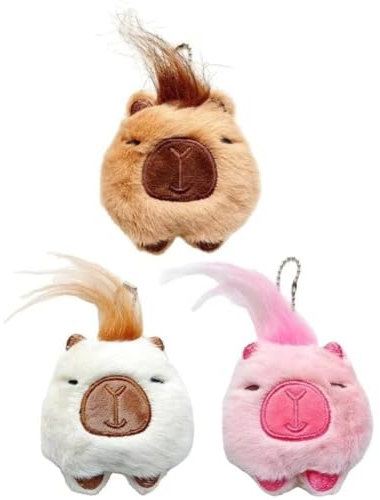 Ymxygz 3 Stück Capybaras-plüsch-anhänger-handyanhänger, Taschenanhänger-Ornament-lanyards Quietschendem Ton Für Handyhüllen, Schlüssel