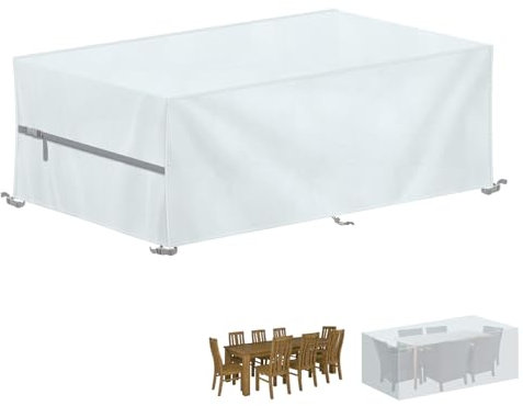 LAMUNI Fundas Muebles Exterior Funda Mesa Jardin Impermeable Cubierta de Muebles de Exterior 420D Tela Oxford Cubierta de Mesa Funda Sofa Jardin Rectangular Funda para Muebles de Jardín, 200x80x70cm