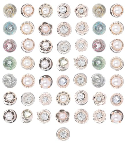 Broschen für Kleidung Brosche Ausschnitt Verkleinern Anstecker Pin Nstecker Knöpfe Anstecknadel Knöpfe Ohne Nähen Ausschnitt Verkleinern Clip Pins Anstecker Buttons (Klassisch, 50)