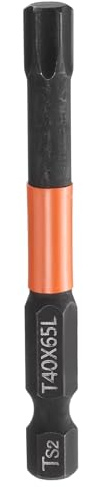 QUARKZMAN Punta A Torx T40 Per Cacciavite Lunga 2.56 (65mm) Attacco Esagonale 1/4 Magnetica Senza Foro Antimanomissione A 6 Punte Punta Cacciavite A Stella In Acciaio S2 Fosfatato