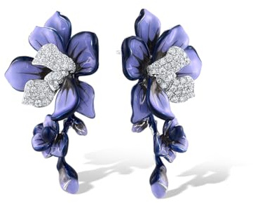 Santuzza Sterling Silver Gemstone Enamel Flower Earrings for Women