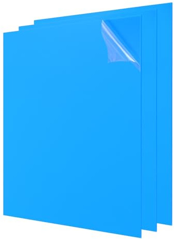 sourcing map Lot de 3 feuilles acryliques de 20,3 x 20,3 cm - Panneau en plastique de 3 mm pour cadres photo, supports de panneaux, projets d'artisanat, bleu