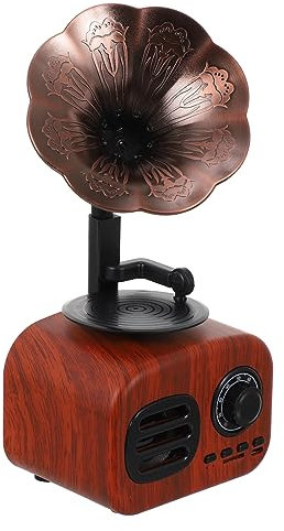 DOITOOL Grammophon-Form Stereo-Lautsprecher Drahtlose Musikbox Mit Speicherkartensteckplatz Kabellose Retro-Box Für Smartphones Tablets Reichweite