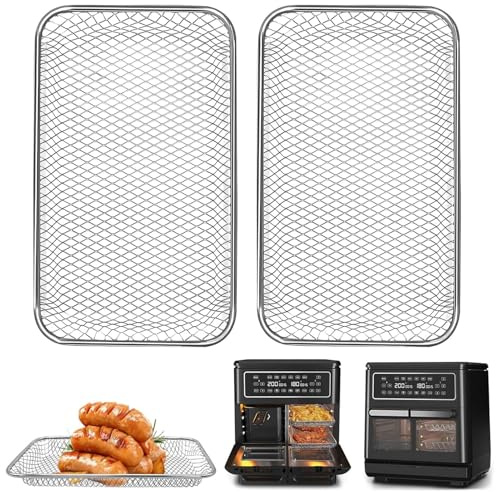GXF 2 Packs Air Fryer Mesh Tray for Breville Halo Flexi Air Fryer,9.7''×5.7''×0.8'' Stainless Steel Wire Rack Accessories Replacement Parts Roasting Steamer Grill Racks Baking Tray，Dishwasher Safe