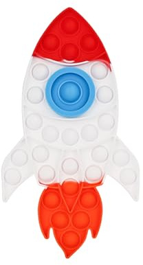 RANZAH Rocket Shape Pop Fidget Toy, Silicone Bubble Sensory Toy for Kids & Adults, Stress Relief, Autism & ADHD Focus Tool, Reusable Push Popper Toy Red, White & Blue (Space Rocket)