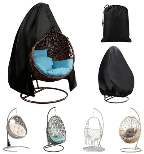 Hängesessel Abdeckung Outdoor, (230 x 200cm) 420D Oxford-Gewebe Schutzhülle für Hängesessel mit Reißverschluss Kordelzug, UV-Anti Winterfest Schutzhülle Gartenmöbel für Hängestuhl Egg Swing Chair
