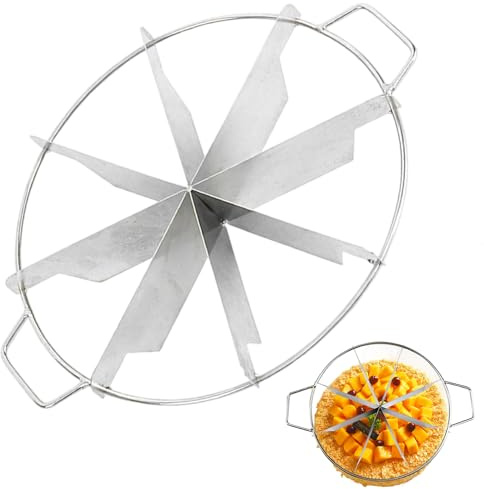 Odoukey Cake Portion Marker, Stainless Steel Cake Divider Slicer 8 Blade Pizza Slicer for Bakery Cafe Restaurant Home Separator