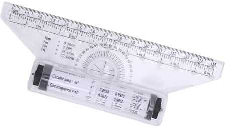 AKLOSIPY Regla Rodante para Líneas Paralelas y Curvas | Herramienta de Medición de 15 Cm con Transportador para Artistas y Diseñadores (15cm)