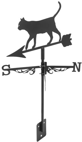 SHOWERORO Stainless Steel Cat Weathervane Metal Direction Vane Garden Decoration Yard Outdoor Weather Vane Ornament for Patio and Lawn
