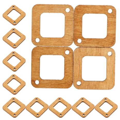 NOLITOY 40 Stück Quadratische Hohle Ohrringrohlinge Minimalistischer Stil Braunes Naturmaterial für Selbstgemacht Schmuckherstellung und Kreative Bastelprojekte