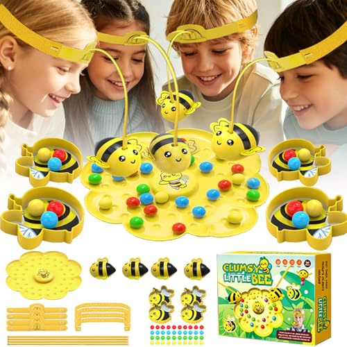 KORVANO Jeu de l'Abeille Magnétique Busy Bees Game, avec Bandeau Magnétique pour Enfant, Jeu de Société Abeille et Jeu-Motricité Fine Abeille pour 2 à 4 Joueurs