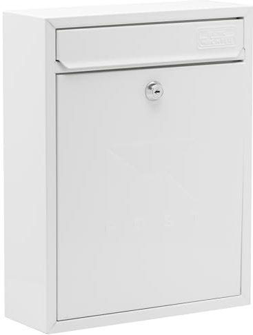 Burg-Wachter MB05 White Compact Wall Mounted Galvanised Steel Postbox - 26x33x9cm