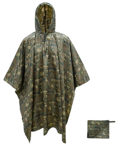 LOOGU Camo Rain Poncho with Hood Waterproof Lightweight Raincoat Rain Gear Men Women Outdoor Camping Hunting Hiking Fishing