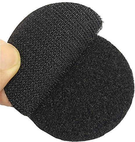 10 Pack Hook Loop Fastening Mounting Tape Sticky 2.2 Diameter Double Sided Self Adhesive Backing-Black Round Type