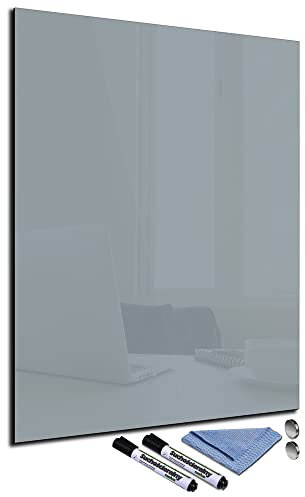 Glas-Magnettafel Grau 60x80 Pinnwand Wand mit Zubehör Whiteboard Küche Office Büro Deko