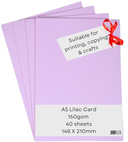 NatNip A5 Lila Kartonpapier Drucker – 160 g/m² 40 Blatt – Farbige Bastelkarte – Geeignet zum Basteln, Drucken, Kopieren, Kopieren von Kopierern