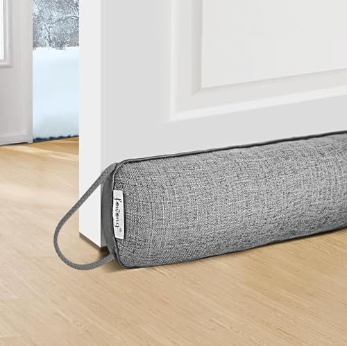 fowong Draft Excluder for Doors, 87 x 10 cm Heavy Duty Under Door Draught Excluder, Air Door Draft Stopper Blocks Drafts & Noise, Soundproof & Energy Efficient - Grey