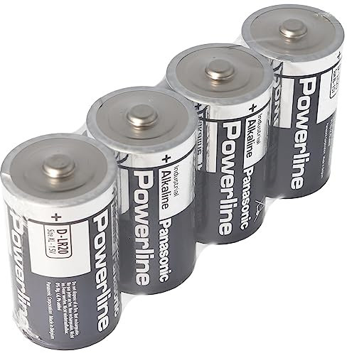 Powerline LR20 Lot de 4 piles alcalines mono, 1,5 V, capacité 19760 mAh
