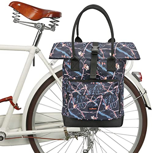 Tourbon Nylon Fahrrad-Rucksack mit Roll-Top, Schultertasche, Outdoor-Tragetasche, Camo Blue, 40*11*28cm