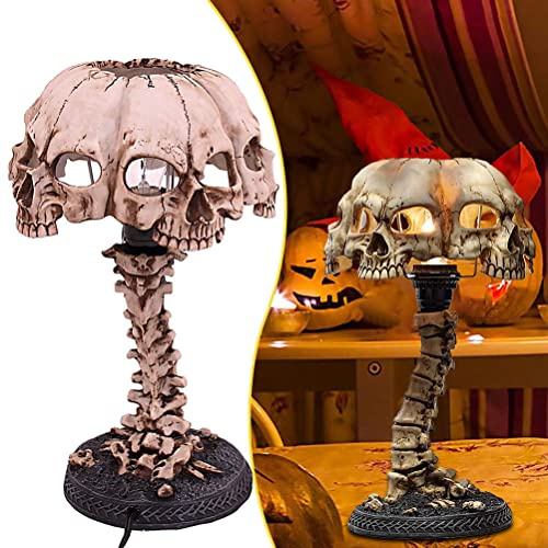 KKPLZZ Halloween Dekoration Tischlampe, kreatives Harz Skelett Nachttischlampe, LED Retro Horror Nachttisch Schreibtischlampe, Halloween Tischlampe Dekoration Schlafzimmer
