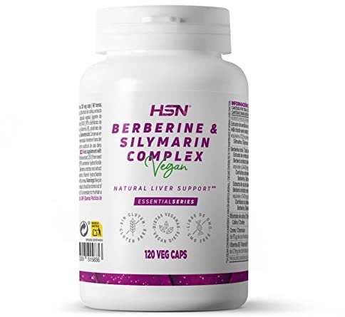HSN Berberina con Silimarina | 120 Cápsulas Vegetales | Extracto Cardo Mariano (80% Silimarina) + Berberina (Berberis aristata) | No-GMO, Vegano, Sin Gluten